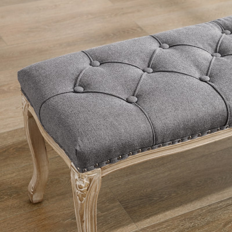 Retro Patterned Legs 45.2In.W Padded Bench - 45.2" W X 14.6" D X 18.3" H