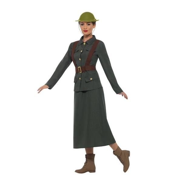 Shop 49 Green And Brown 1940 S Army Warden Women Adult Halloween Costume Large Overstock 29532024