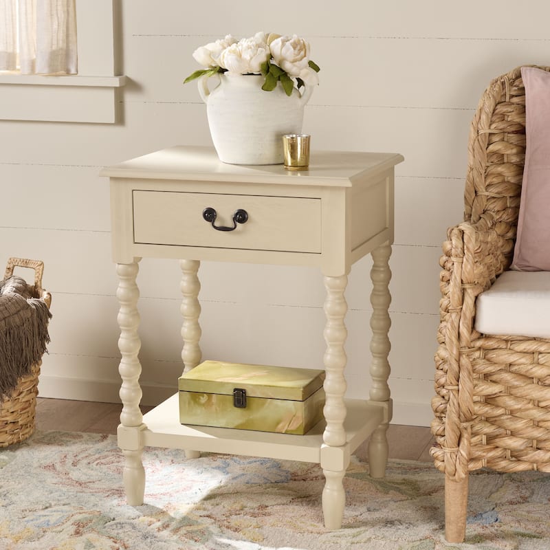 SAFAVIEH Christena Accent Table - 19" W x 15.8" L x 26" H - 19"W x 16"D x 26"H - Sand