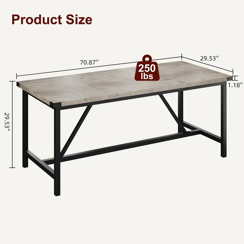 Dining Table for 6-8 People Rectangular Wood Kitchen Table