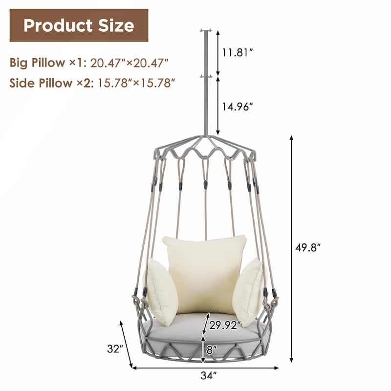 Elegant Outdoor Porch Swing Chair with UV Resistant Cushion for Patio and Balcony