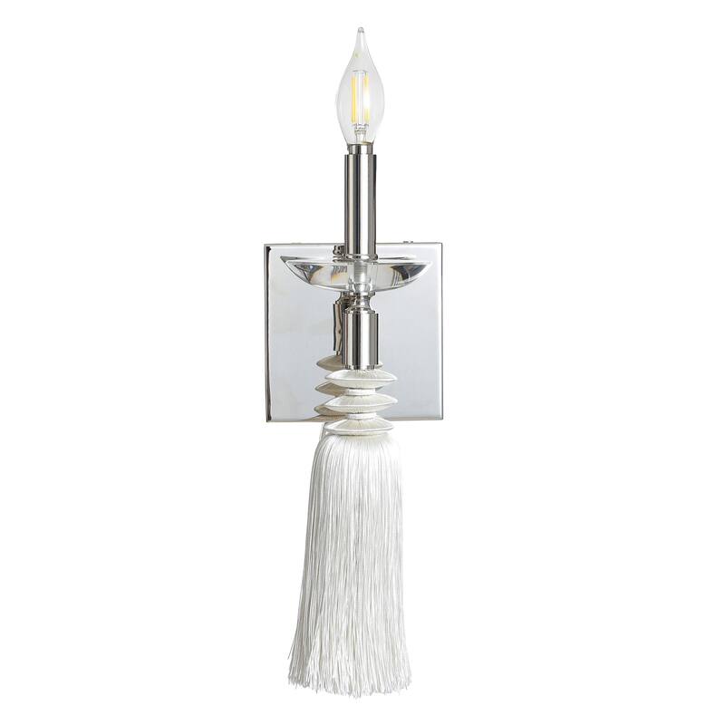 StyleCraft Marquette Tassel Wall Sconce - 5"W x 5"D x 14.5"H - Polished Nickel