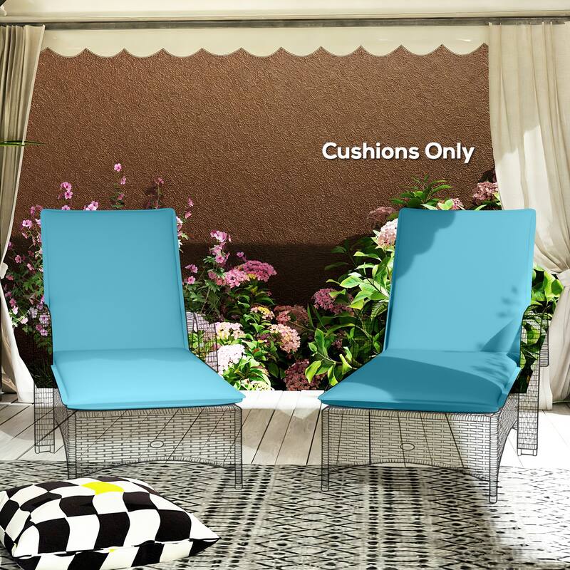 Outsunny Outdoor Lounge Chair Cushion Set of 2, UPF50+ 200gsm Fabric and 25D High-Density Foam - Light Blue