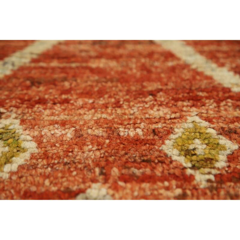 Orange Moroccan Oriental Area Rug Handmade Bedroom Wool Carpet - 6'8" x 9'11"