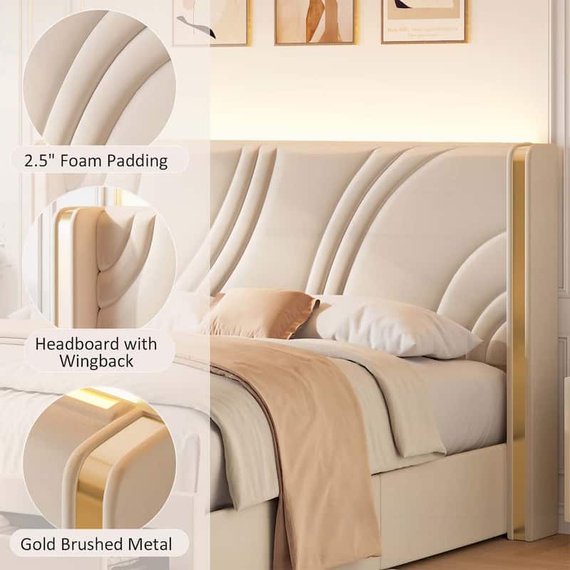 Comfortable Platform Bed with Practical Storage and Graceful Headboard for Dreamy Sleep