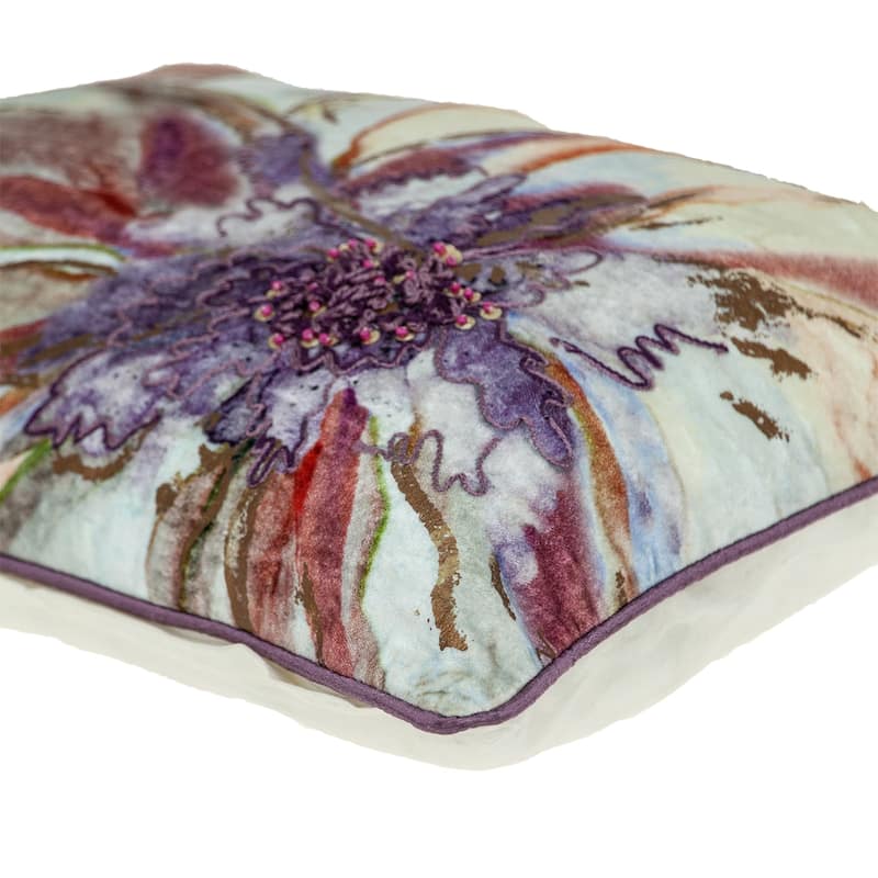 Abstract Floral Rectangular Cotton Throw Pillow - 20" - Multicolored