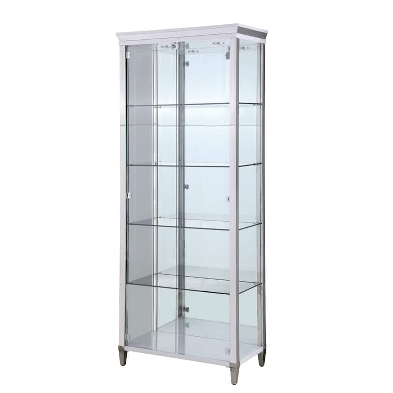 Somette Clear Glass/Polished Stainless Steel Contemporary 2-Door Glass Curio