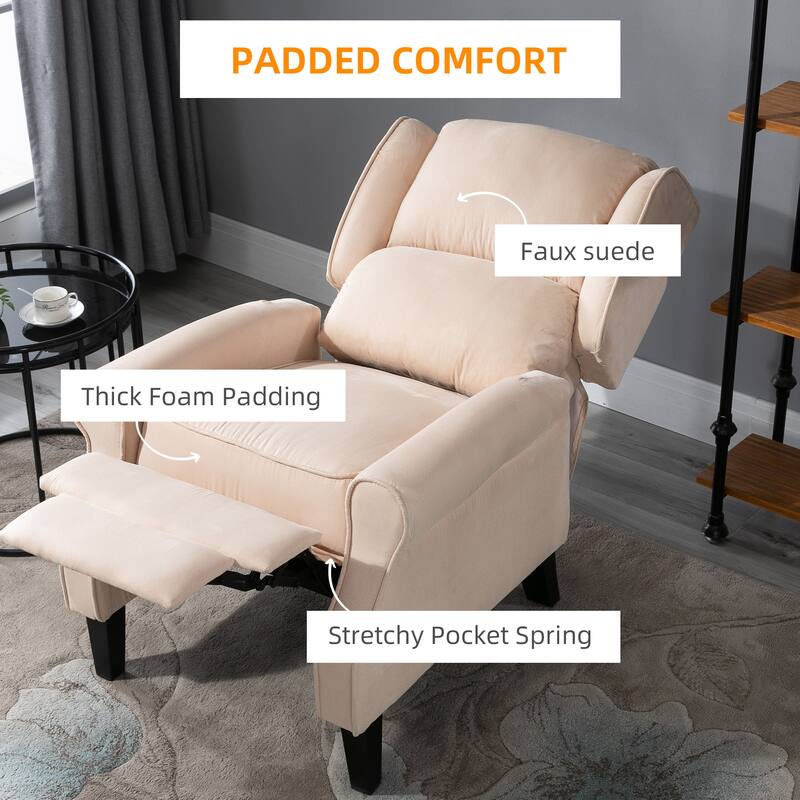 Wingback Heated Massage Chair Vintage Upholstered Recliner Chair with Adjustable Backrest Remote Control Side Pocket Storage