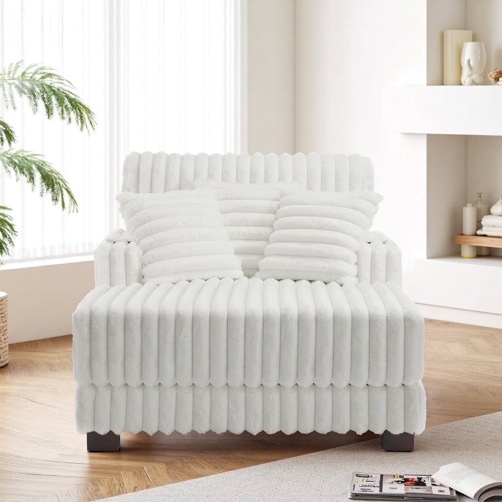 Modern Upgraded Plush Fabric Sofa Chaise Lounge with Pillows