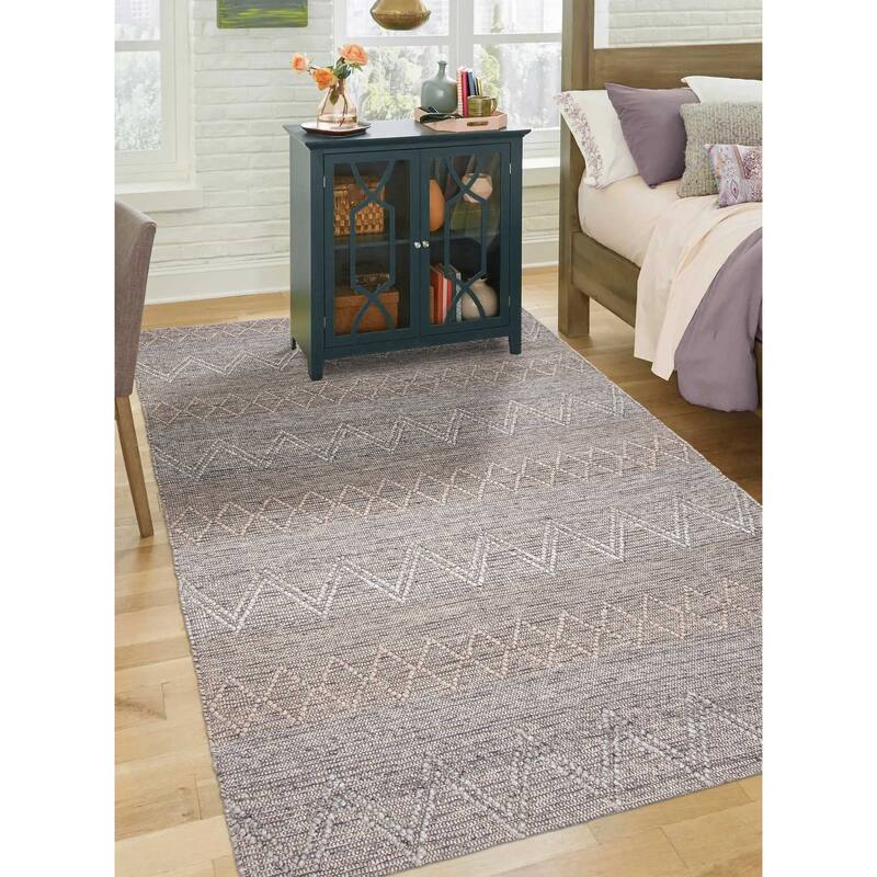 ECARPETGALLERY Braid weave Sienna Grey Wool Rug - 6'1 x 8'10