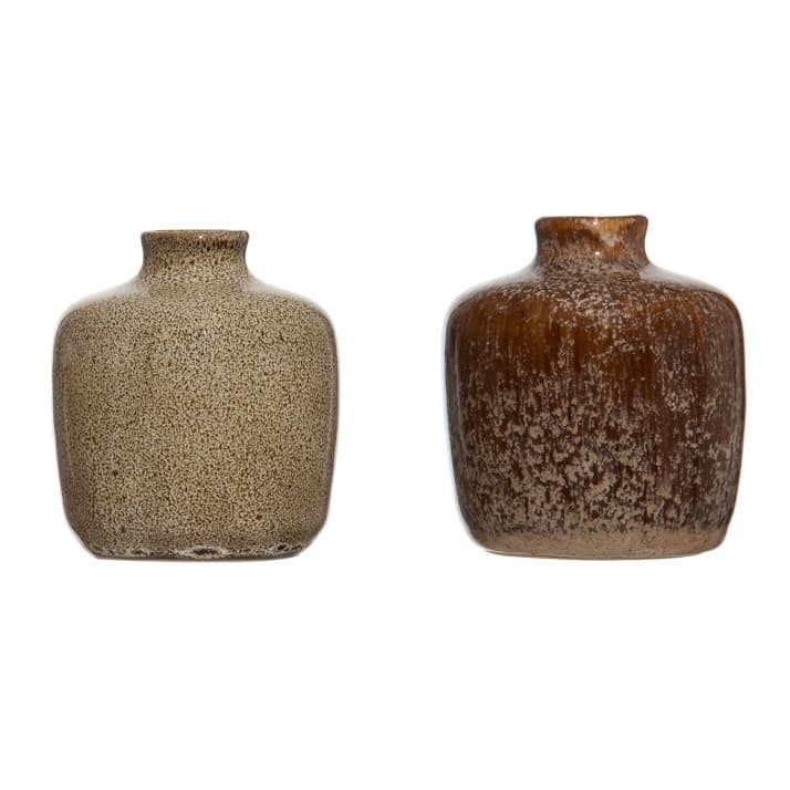 Stoneware Vases with Reactive Glaze Finish (Set of 8 Styles)