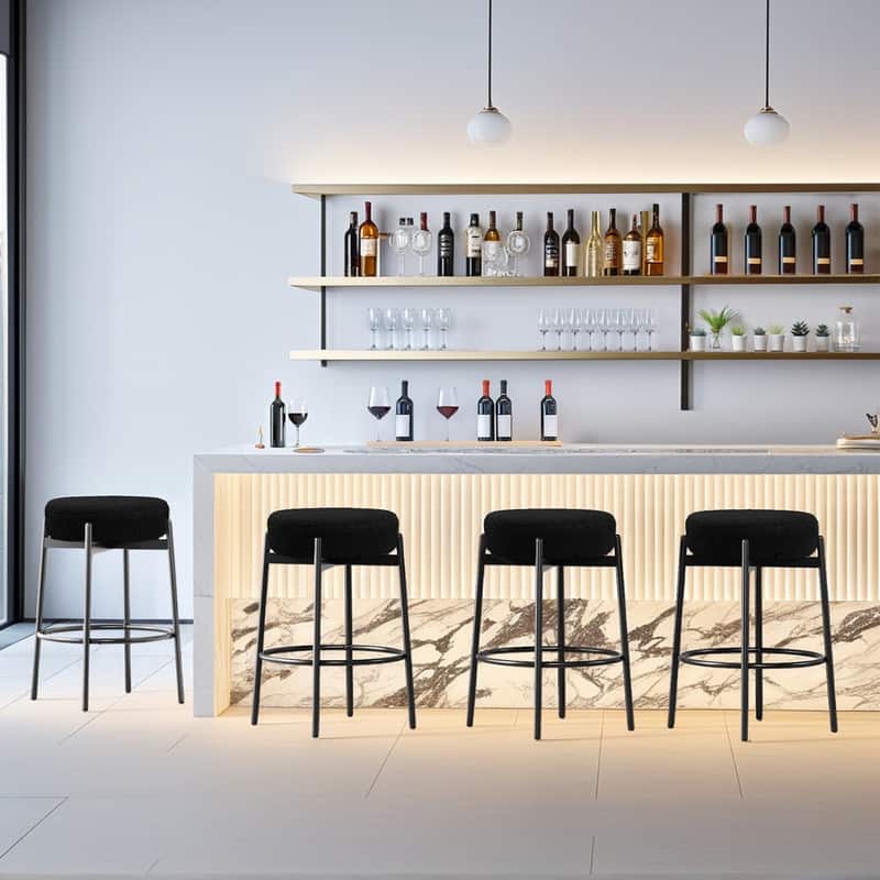 24/26 - Inch Swivel Bar Stools with Teddy Fleece Seat and Powder