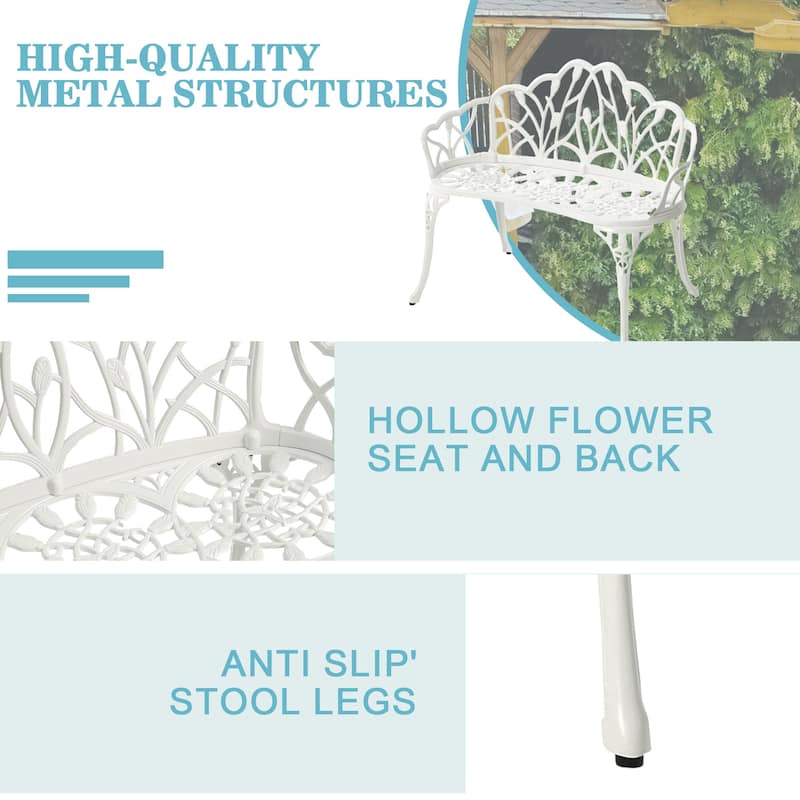 HOMEFUN Aluminum Outdoor Tulip Garden Bench