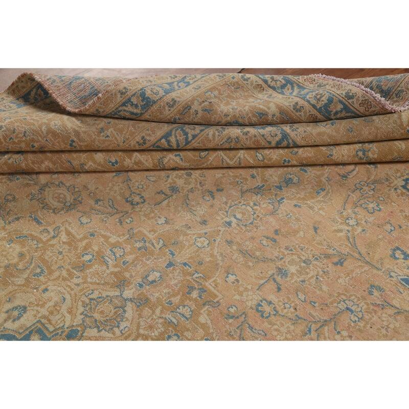 Traditional Mashad Persian Vintage Area Rug Handmade Wool Carpet - 9'7"x 13'3"