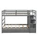 preview thumbnail 31 of 71, Space-Saving Bunk Bed with Twin Trundle and Stairs, Wood Bunk Beds with Storage Drawers and Guardrail for Kids Teens Adults