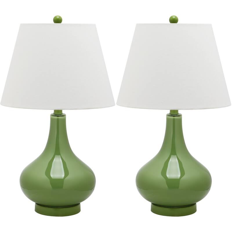 SAFAVIEH Lighting Shanda 24-inch Gourd Glass White Table Lamp (Set of 2) - 14"x14"x24" - 14Wx14Dx24H