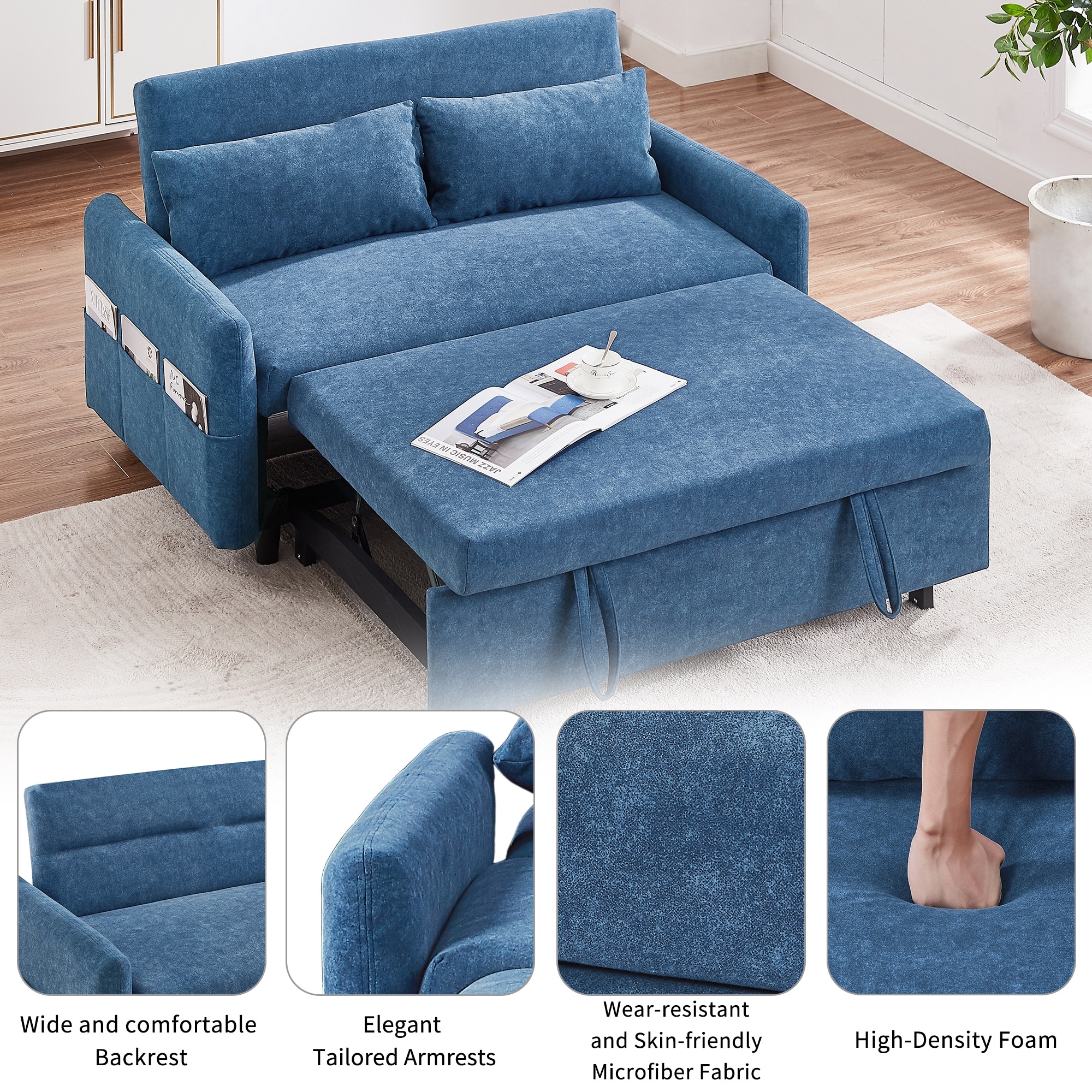 Blue microfiber outlet loveseat