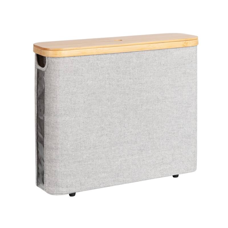 Freestanding Toilet Paper Holder for 9 Mega Rolls, Bathroom Storage Basket With Side Window - 17.5"L x 6"W x 13.75"H