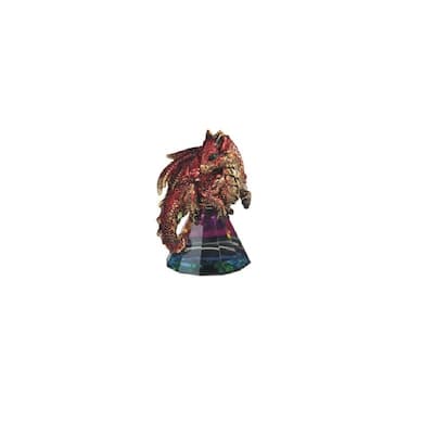 Q-Max 3.5"H Red Volcano Dragon Standing on Pyramid Glass Statue Fantasy Decoration Figurine