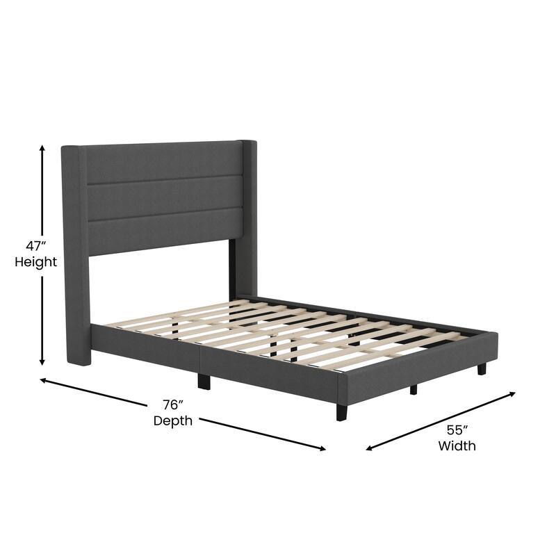 Upholstered Platform Bed with Wingback Headboard