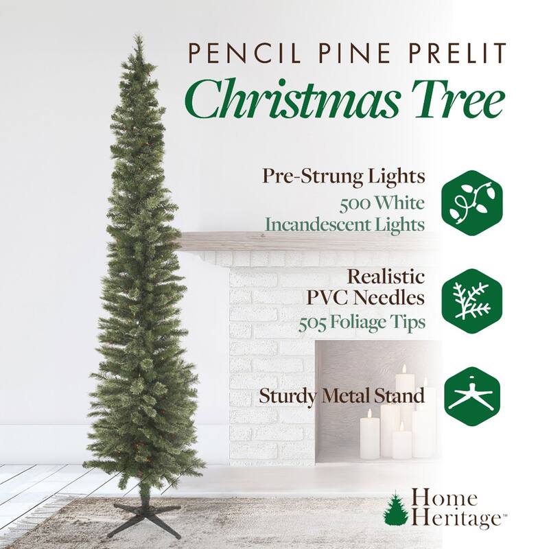 Home Heritage Stanley Pine Artificial Christmas Tree, 9' with Metal Base Stand - 12.18