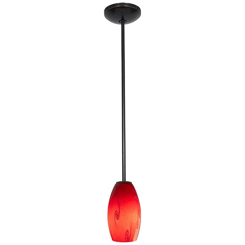 Access Lighting Merlot Bronze LED Rod Pendant, Red Sky Shade
