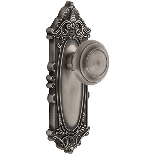 Grandeur GVCCIR_PRV_234 Grande Victorian Solid Brass Rose Privacy Door Knob Set with Circulaire Knob and 2-3/4" Backset