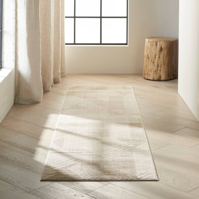 Calvin Klein Orlando Geometric Textured Modern Area Rug - 2' 2" x 7' 6" - Grey/Saffron - Runner