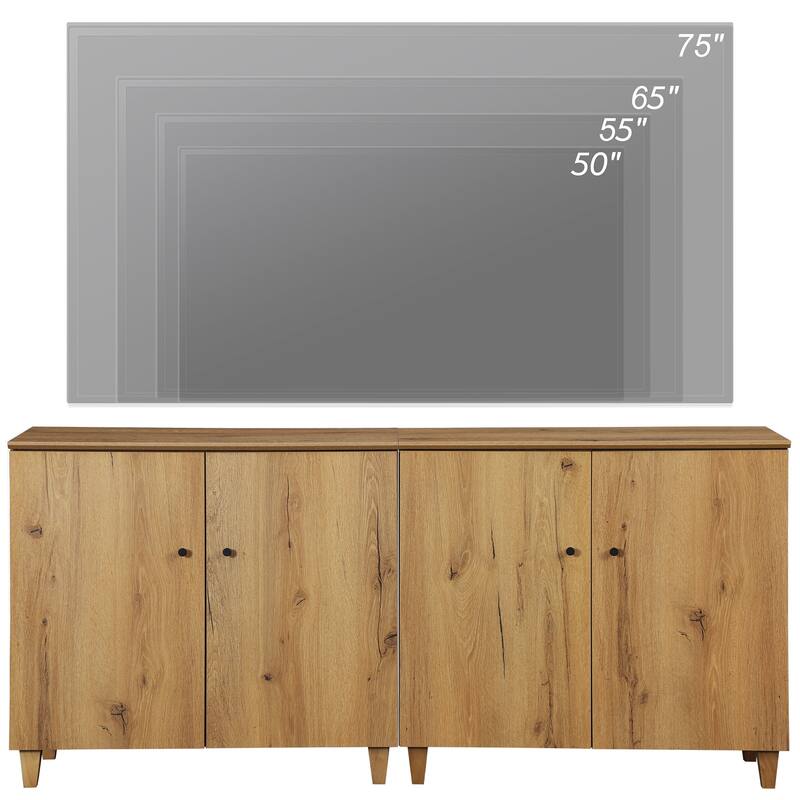 WAMPAT Modern TV Stand, Tall Entertainment Center with Doors