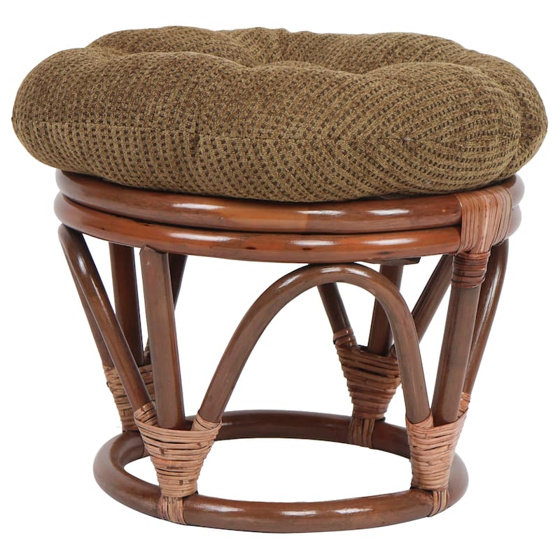 18-inch Round Jacquard Chenille Tufted Footstool Cushion - 18 x 18