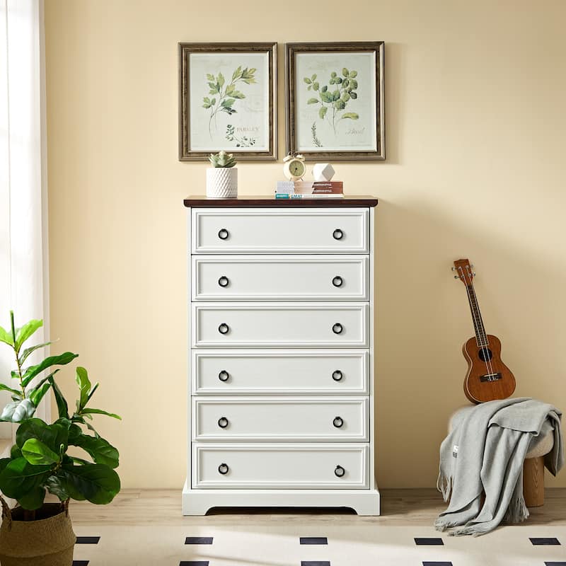 Modern 6 Drawer Storage Cabinet - White
