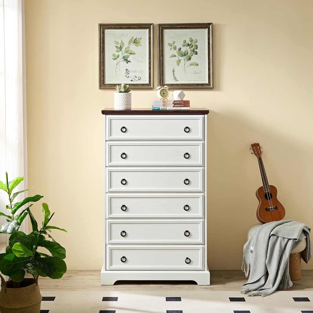 Roomfitters Modern 6 Drawer Dresser, Dressers for Bedroom, Tall Chest of Drawers Closet Organizers & Storage Clothes