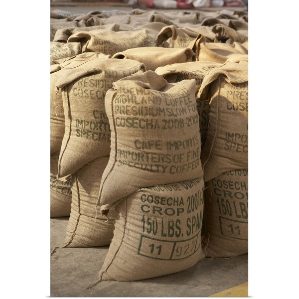 "Coffee beans packed in sacks, Guatemala" Poster Print