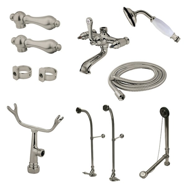 clawfoot tub brass shower kit