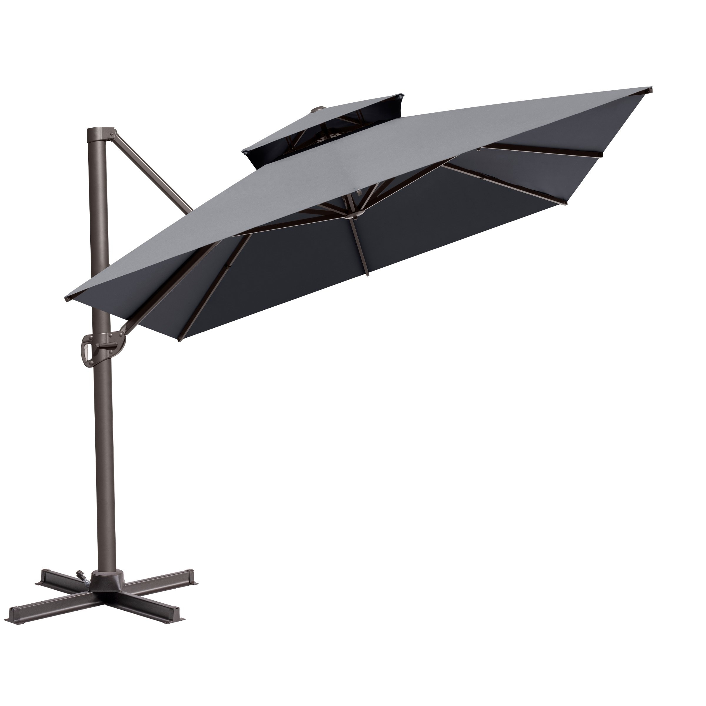 Outdoor 10X12.5 FT Dual Top Patio Offset Umbrella 360 degrees Rotation