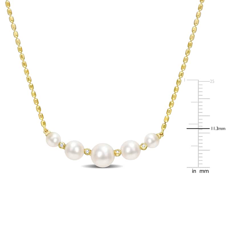 Miadora Freshwater Cultured Pearl & White Topaz Necklace in 18k Yellow Plated Sterling Silver