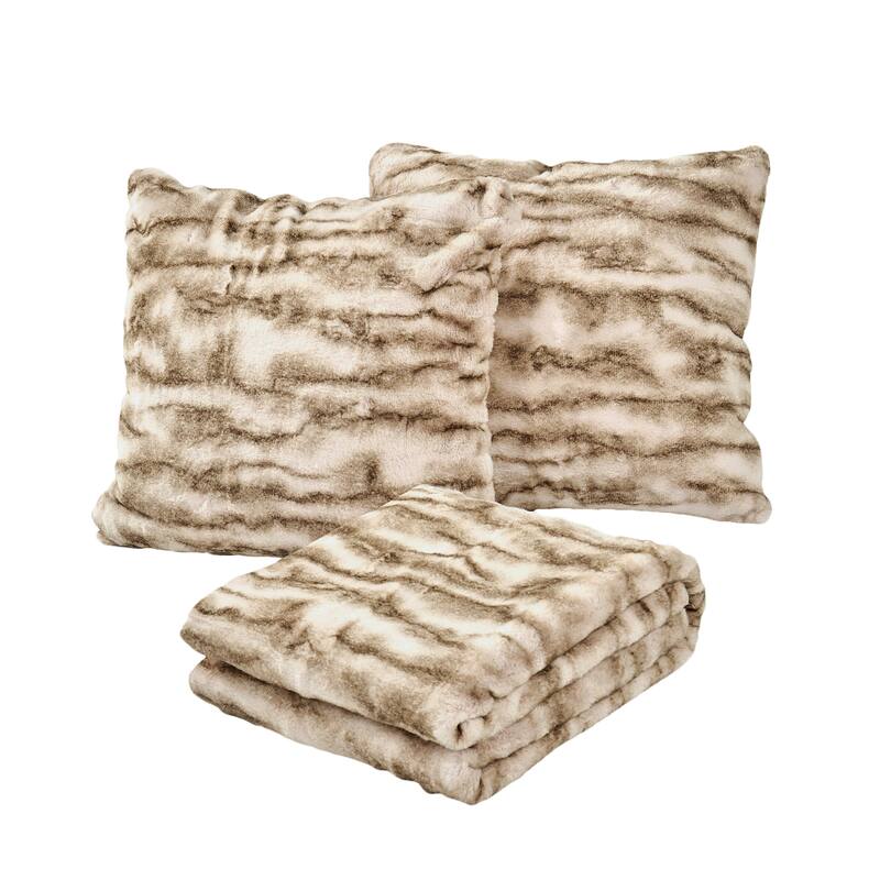 Home Soft Things Fauxfur Throw Pillow Cover 3 Pieces Set