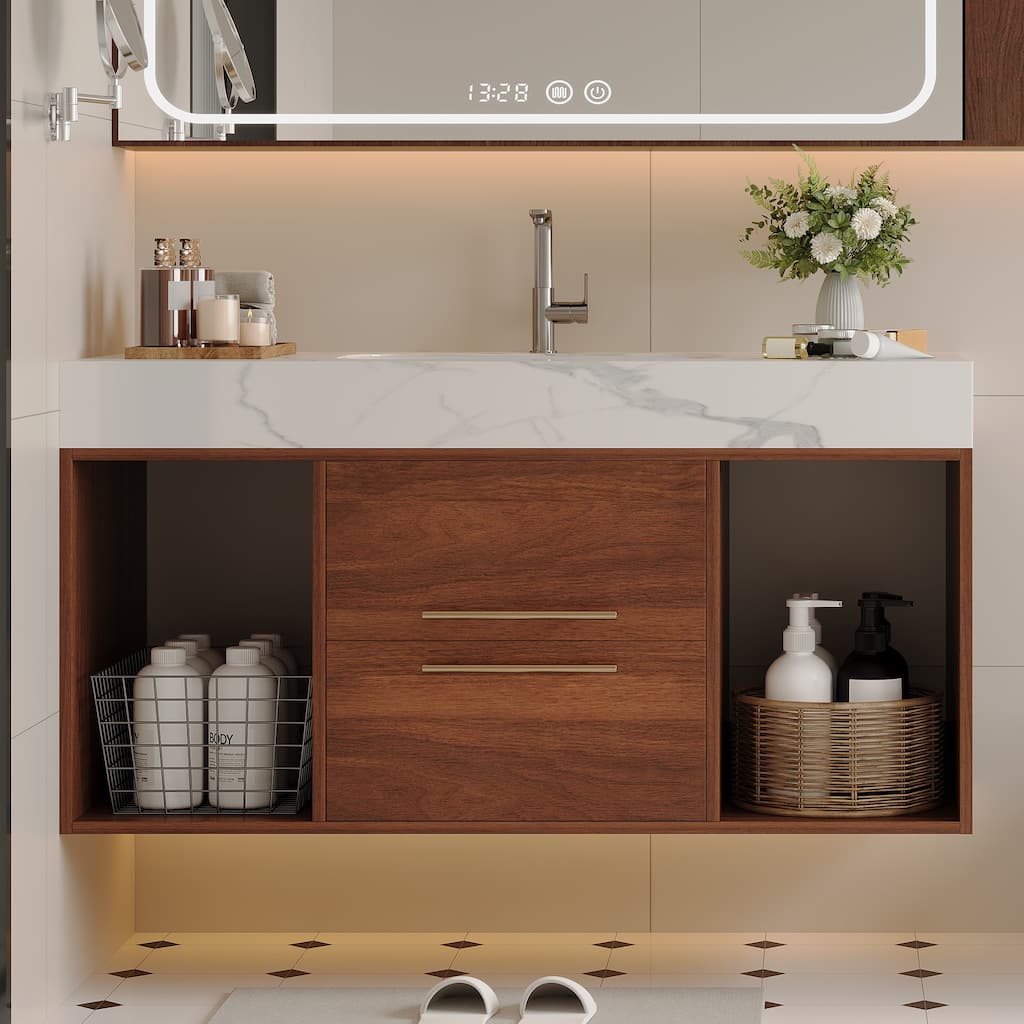 39.4" Floating Bathroom Vanity with Ceramic Sink