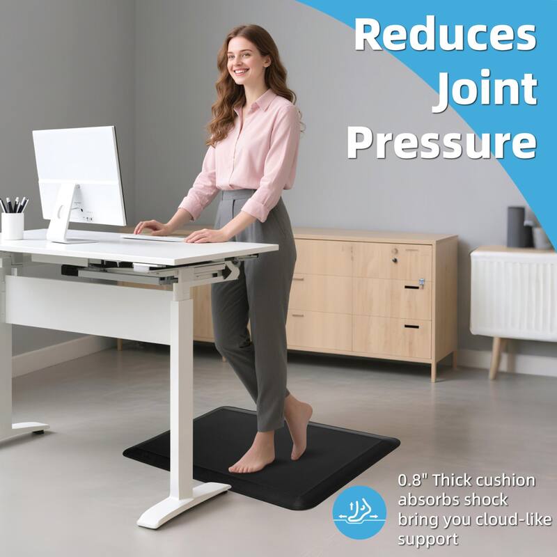 Art3d Memory Foam Floor Mat 32"x20"x0.75", Black Kitchen Mat - 32"x20"x0.75"