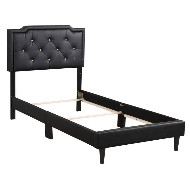Black Twin Bed with Casual Transitional Design, Sleek Finish and Sturdy Frame for Kids' Rooms, Guest Rooms or Small Spaces
