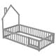 preview thumbnail 27 of 109, Twin/Full Montessori Toddler Floor Bed Frame, Modern House-Shaped Bed Frame with Fence and Full-Length Guardrails for Girls Boys