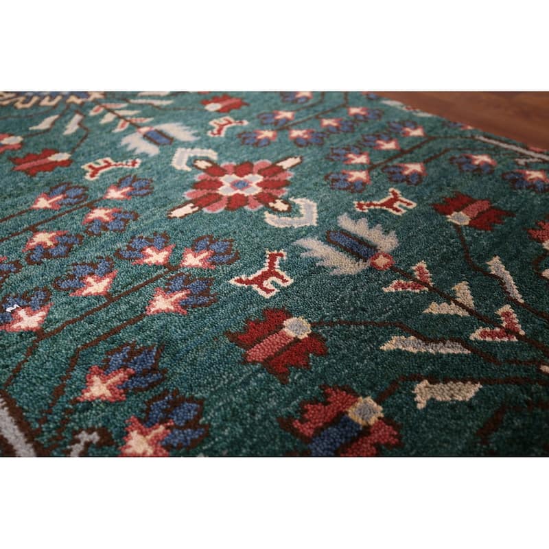 All-Over Green Kazak Oriental Runner Rug Handmade Wool Carpet - 2'6"x 9'11"