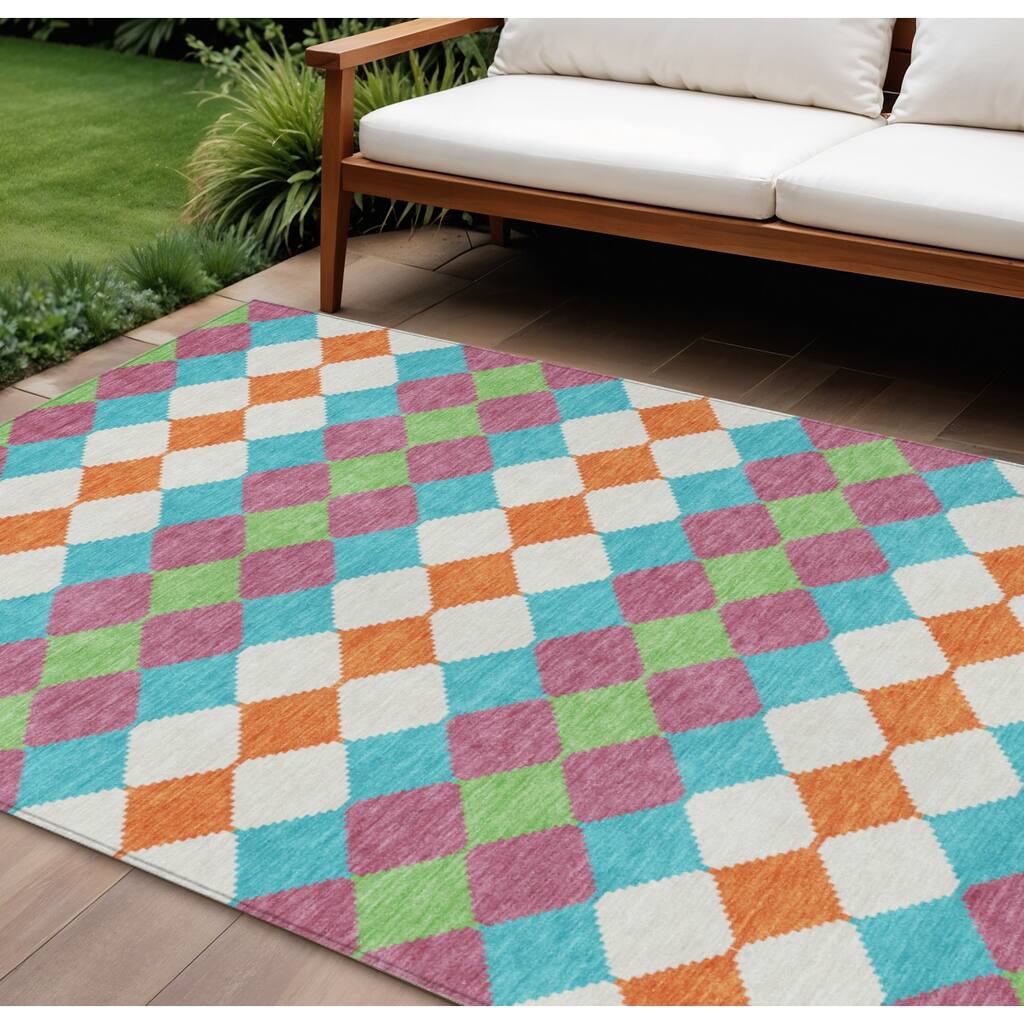 HomeRoots Geometric Transitional Rectangle Outdoor Rug