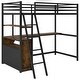 preview thumbnail 32 of 30, Twin Metal Wood Loft Bed with Desk & LED Light