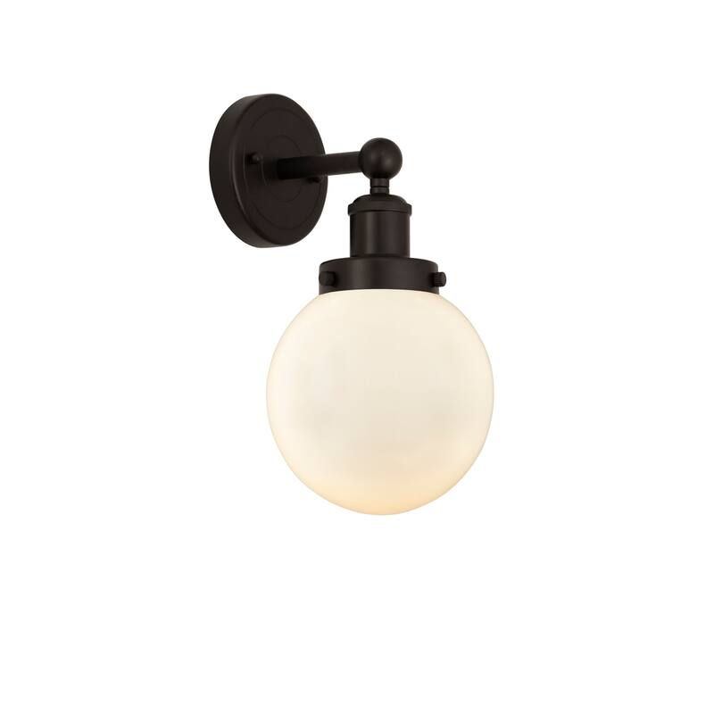 Innovations Lighting 616-1W-10-7 Beacon Sconce Beacon 10" Tall Wall - Oil Rubbed Bronze / Matte White