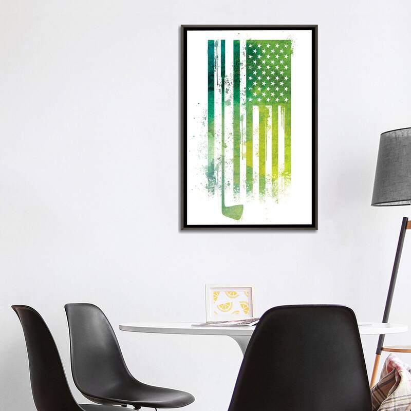 iCanvas "Golf Sports Flag" by 5by5collective Framed