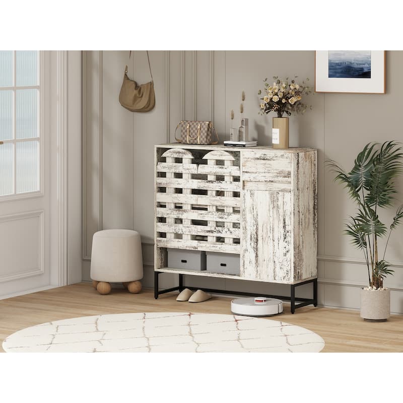 44.3"Sideboard Cabinet With Storage,Coffee Bar Console Table With Storage,Storage Cabinet With Arched Lattice Doors And Drawer