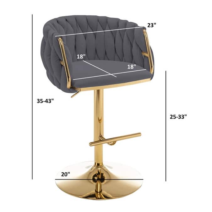 Best Quality Furniture Adjustable Velvet Upholstered Barstool w/ Chrome Finish Base (Set of 2)