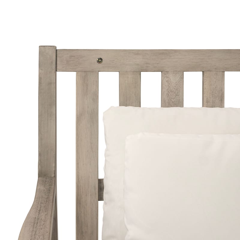 Outdoor Patio Acacia Wood Double Daybed Sunbed with Four Pillows