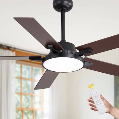 Oaks Aura 52" Dimmable Ceiling Fan with Light,LED Reversible Blades Fan Light,6 Speeds Quiet DC Motor with Remote for Indoor Use